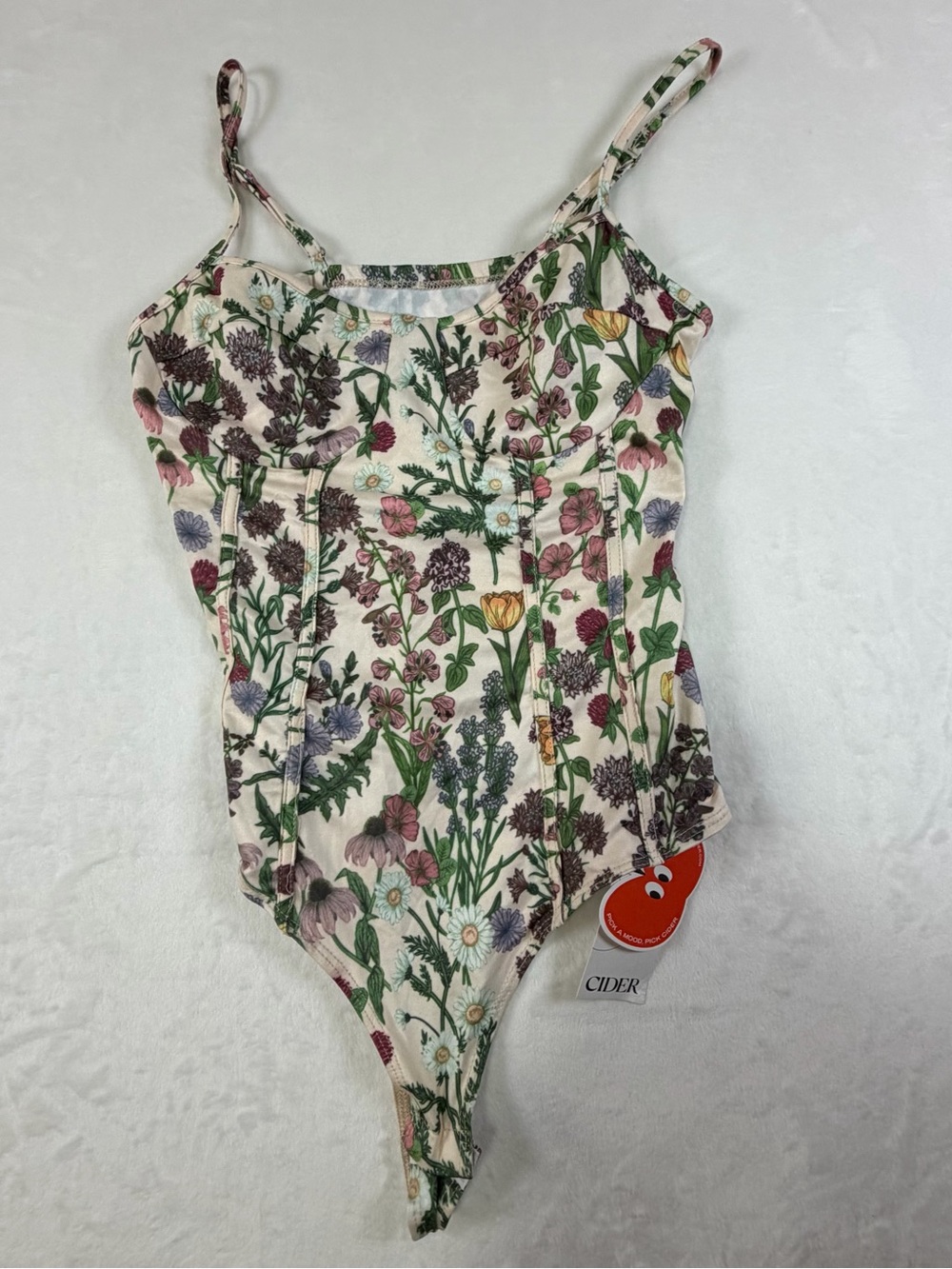Cider Floral Print body suit  - Cream Multi